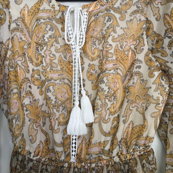 World Market Mustard Paisley Pleated Willow Dress - Picture 5 of 7